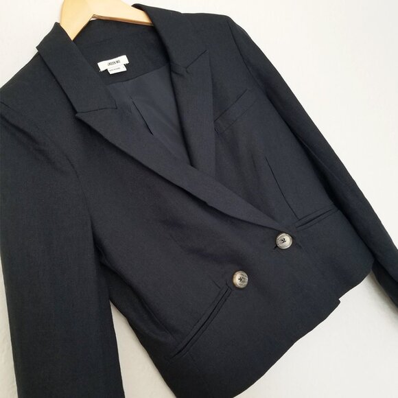 Jason Wu Double Breasted Linen Blend Cropped Blazer Jacket S Black $310 Designer - Picture 7 of 15